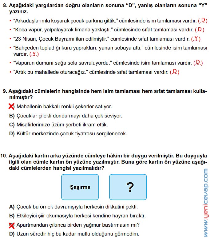 6. Sınıf Türkçe Kitabı Sayfa 196 197 198 200 201 202 Cevapları Meb