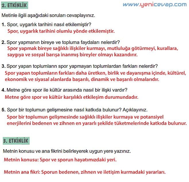 6. Sınıf Türkçe Kitabı Sayfa 196 197 198 200 201 202 Cevapları Meb