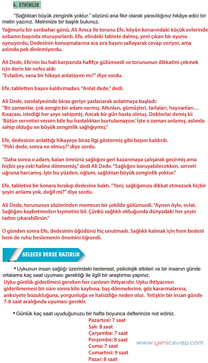 6. Sınıf Türkçe Kitabı Sayfa 211 212 213 214 215 Cevapları Meb