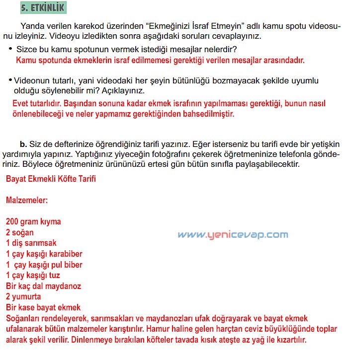 6. Sınıf Türkçe Kitabı Sayfa 222 223 224 225 226 Cevapları Meb