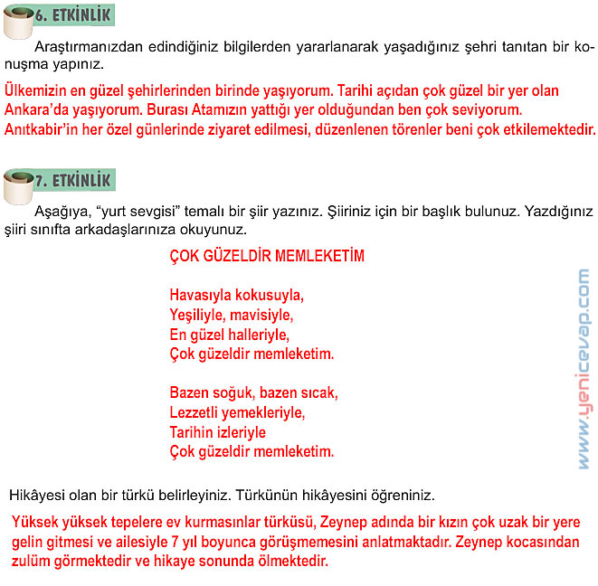 6. Sınıf Türkçe Kitabı Sayfa 20 21 22 23 24 Cevapları Meb