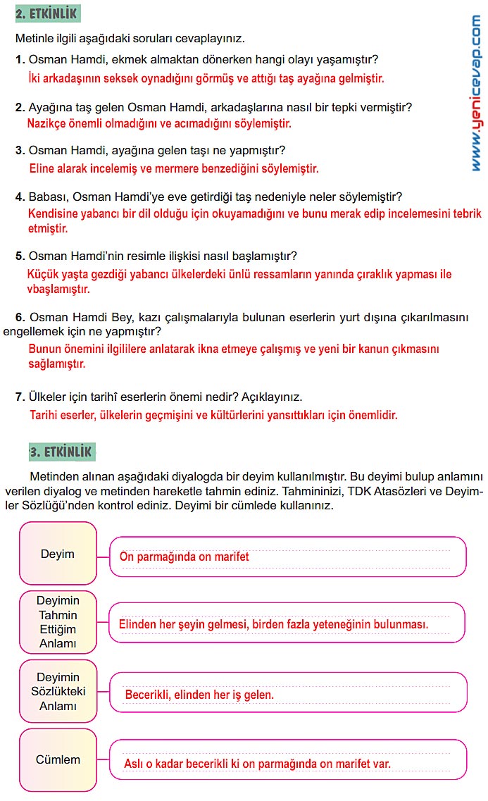6. Sınıf Türkçe Kitabı Sayfa 234 235 236 237 242 243 Cevapları Meb