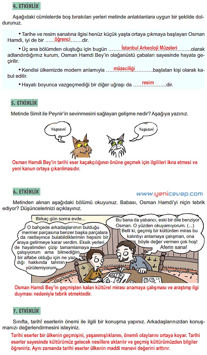 6. Sınıf Türkçe Kitabı Sayfa 244 245 246 249 250 251 Cevapları Meb