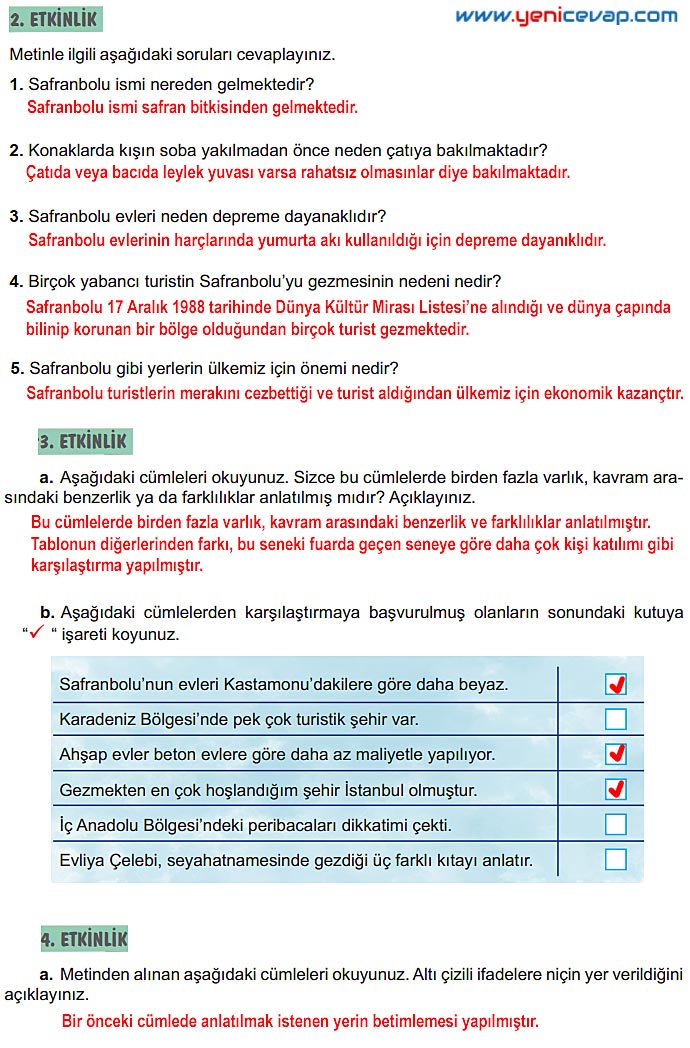 6. Sınıf Türkçe Kitabı Sayfa 244 245 246 249 250 251 Cevapları Meb