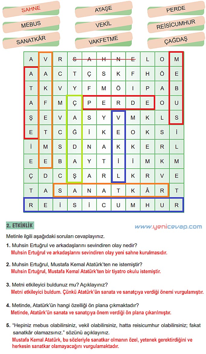 6. Sınıf Türkçe Kitabı Sayfa 252 253 254 255 256 Cevapları Meb