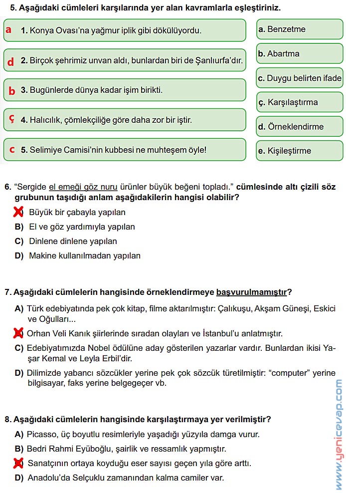 6. Sınıf Türkçe Kitabı Sayfa 257 260 261 262 Cevapları Meb