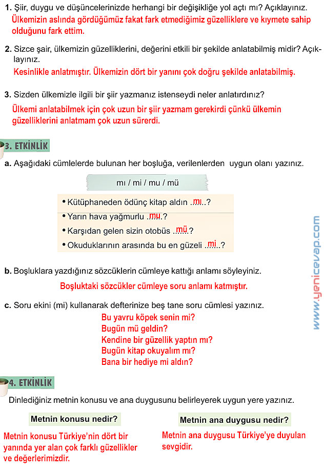 6. Sınıf Türkçe Kitabı Sayfa 36 37 38 39 42 Cevapları Meb
