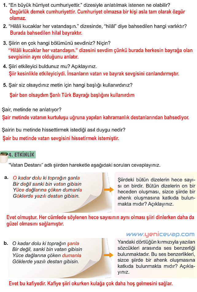 6. Sınıf Türkçe Kitabı Sayfa 43 44 46 47 48 49 Cevapları Meb