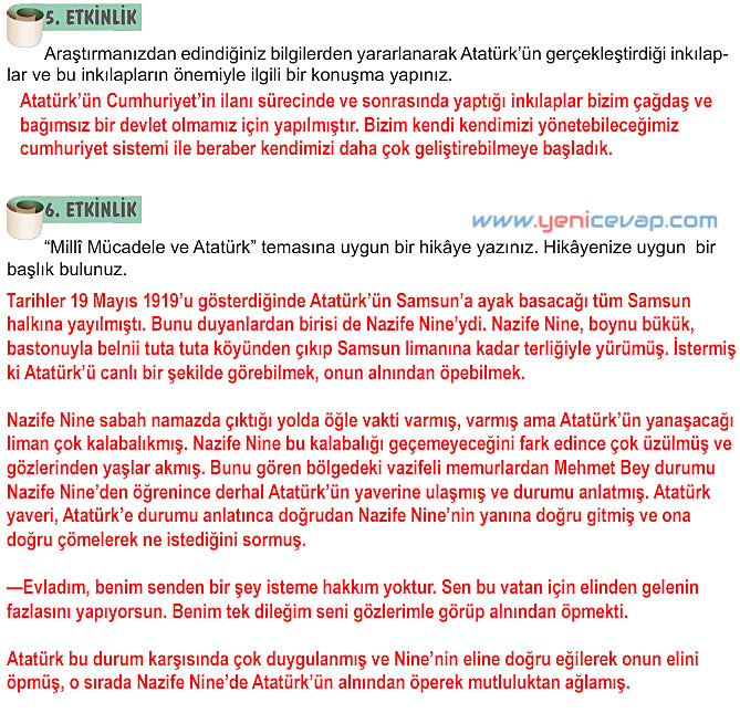 6. Sınıf Türkçe Kitabı Sayfa 50 51 52 54 55 56 57 Cevapları Meb