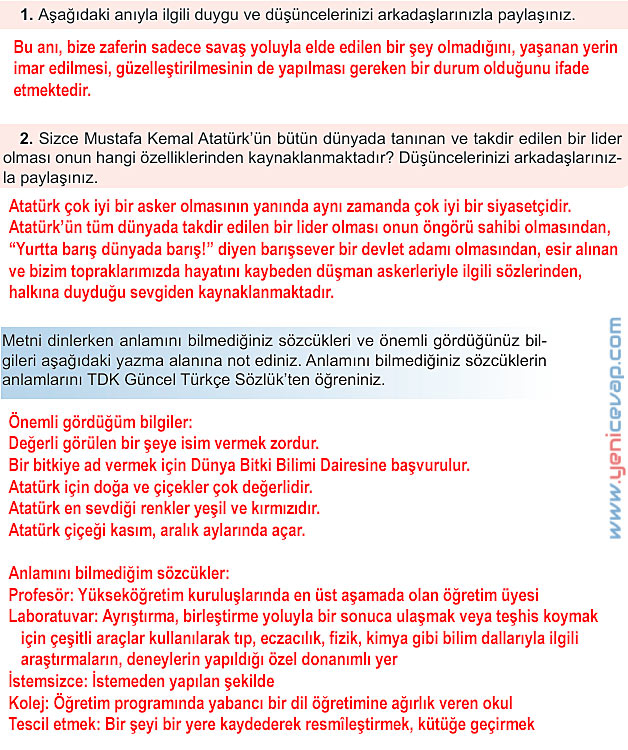 6. Sınıf Türkçe Kitabı Sayfa 58 62 63 64 65 66 Cevapları Meb