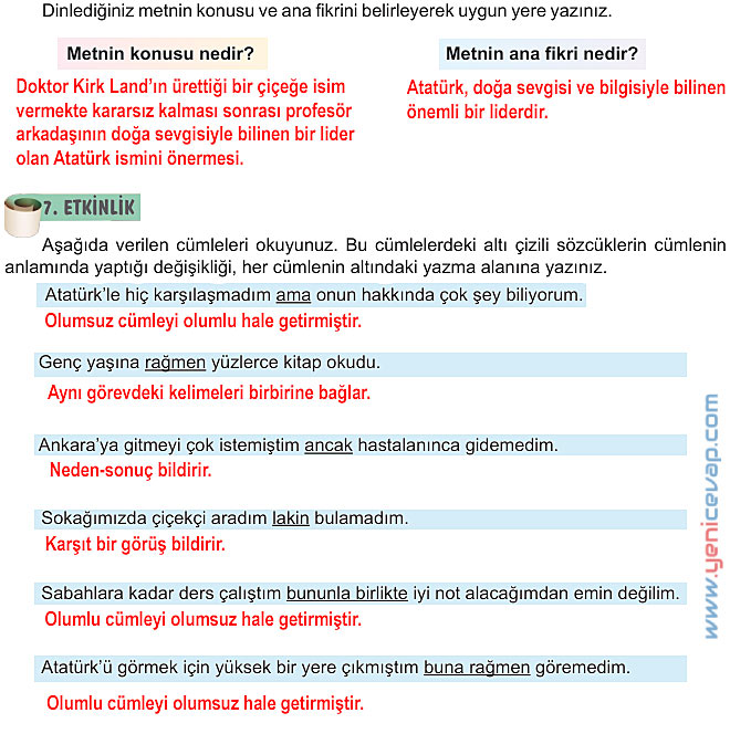 6. Sınıf Türkçe Kitabı Sayfa 67 68 69 70 72 Cevapları Meb