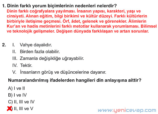 7. Sınıf Din Kültürü Kitabı Sayfa 119 121 122 126 130 135 136 137 Cevapları Meb