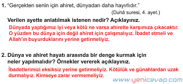 7. Sınıf Din Kültürü Kitabı Sayfa 13 14 15 16 19 20 21 Cevapları Meb