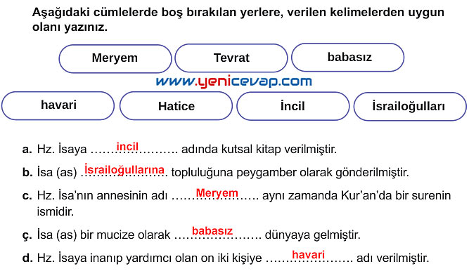 7. Sınıf Din Kültürü Kitabı Sayfa 24 26 29 32 33 34 35 36 Cevapları Meb