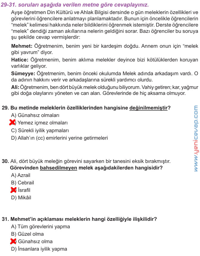 7. Sınıf Din Kültürü Kitabı Sayfa 37 38 39 41 46 54 56 58 Cevapları Meb