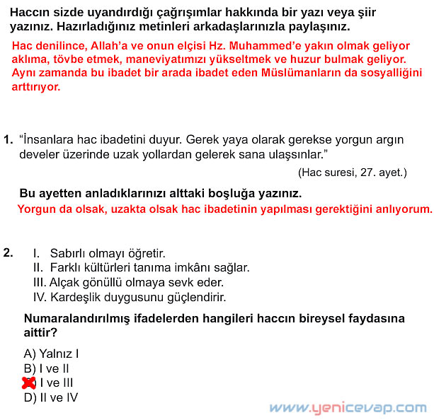 7. Sınıf Din Kültürü Kitabı Sayfa 37 38 39 41 46 54 56 58 Cevapları Meb