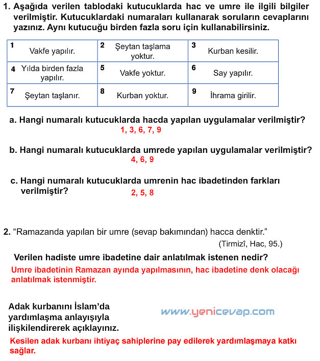 7. Sınıf Din Kültürü Kitabı Sayfa 37 38 39 41 46 54 56 58 Cevapları Meb
