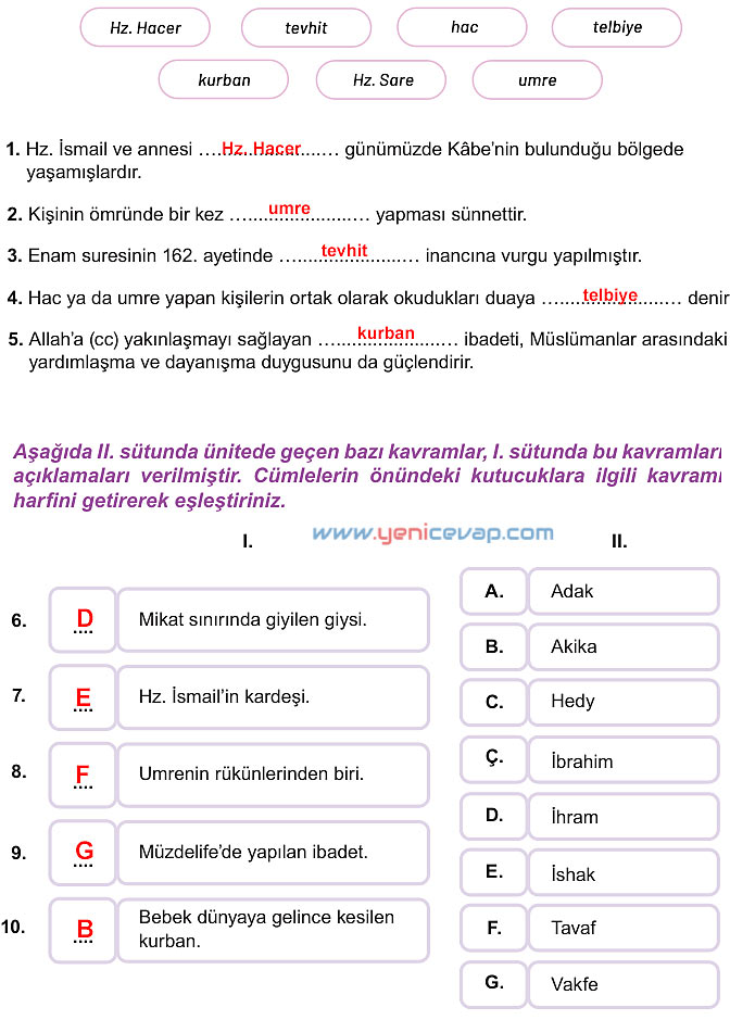 7. Sınıf Din Kültürü Kitabı Sayfa 61 64 65 66 67 Cevapları Meb