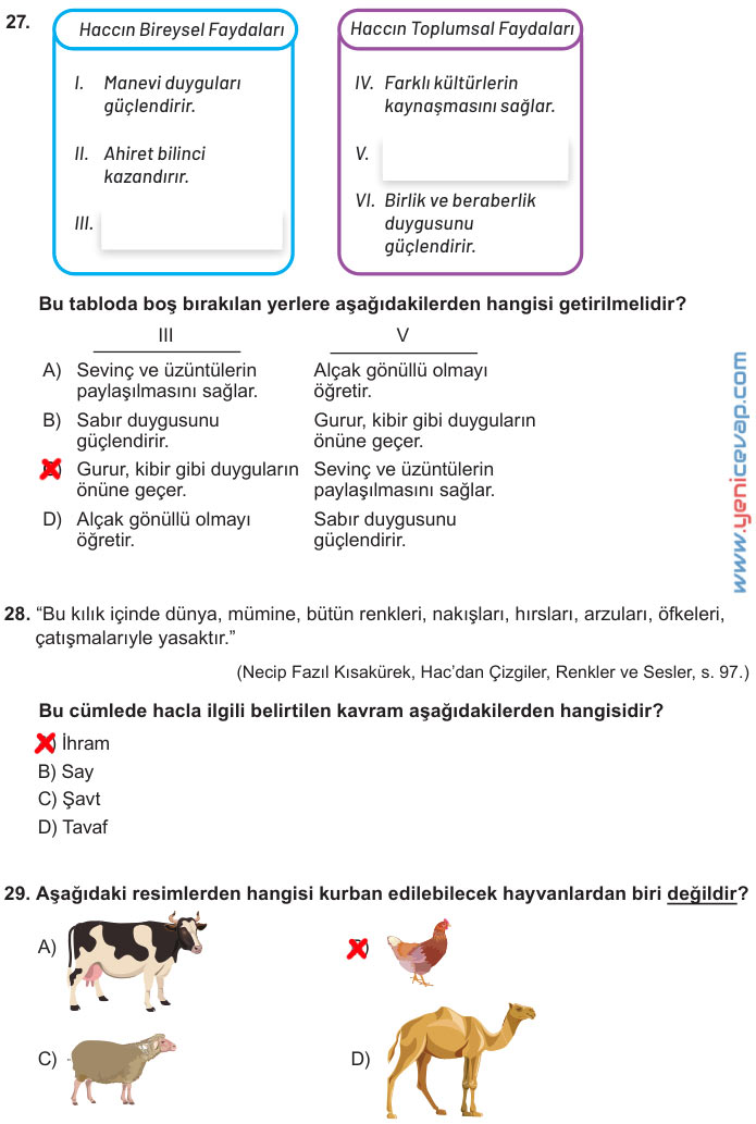 7. Sınıf Din Kültürü Kitabı Sayfa 68 69 70 71 73 78 79 Cevapları Meb