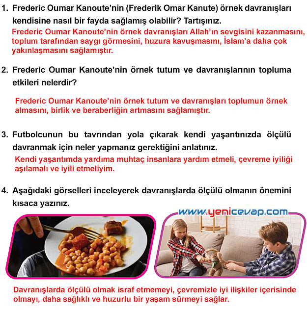 7. Sınıf Din Kültürü Kitabı Sayfa 83 84 85 86 89 91 Cevapları Meb