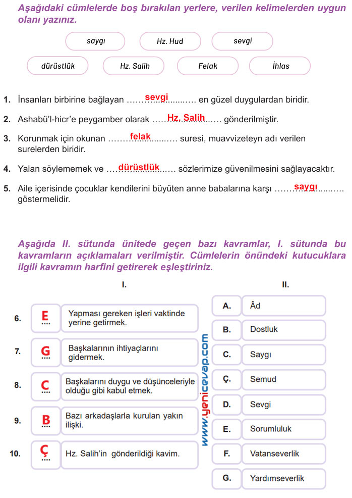 7. Sınıf Din Kültürü Kitabı Sayfa 92 93 94 95 96 97 98 99 Cevapları Meb