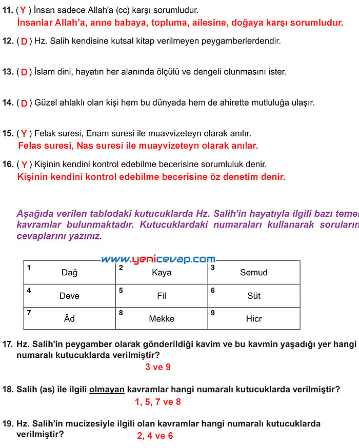7. Sınıf Din Kültürü Kitabı Sayfa 92 93 94 95 96 97 98 99 Cevapları Meb
