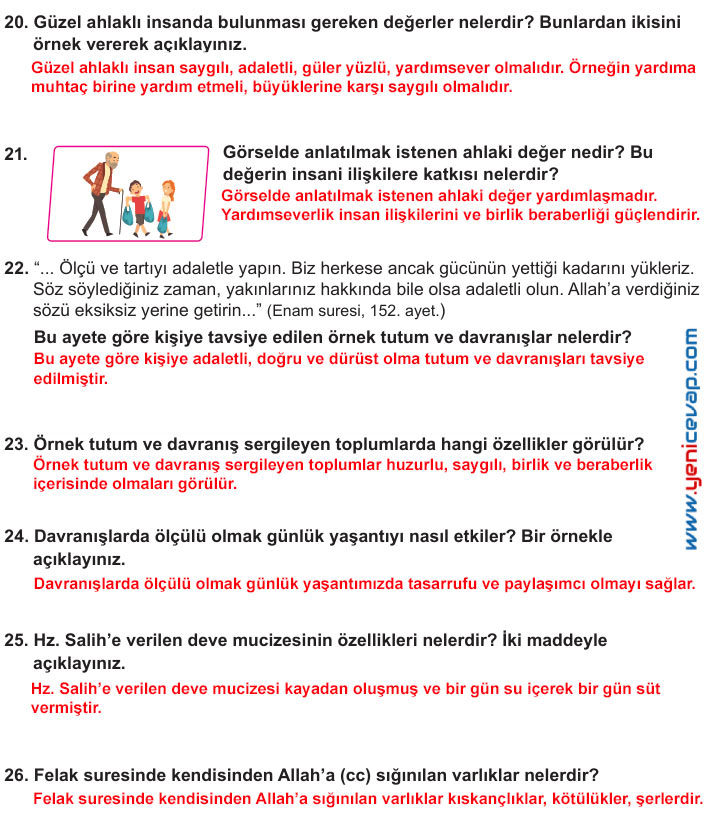 7. Sınıf Din Kültürü Kitabı Sayfa 92 93 94 95 96 97 98 99 Cevapları Meb