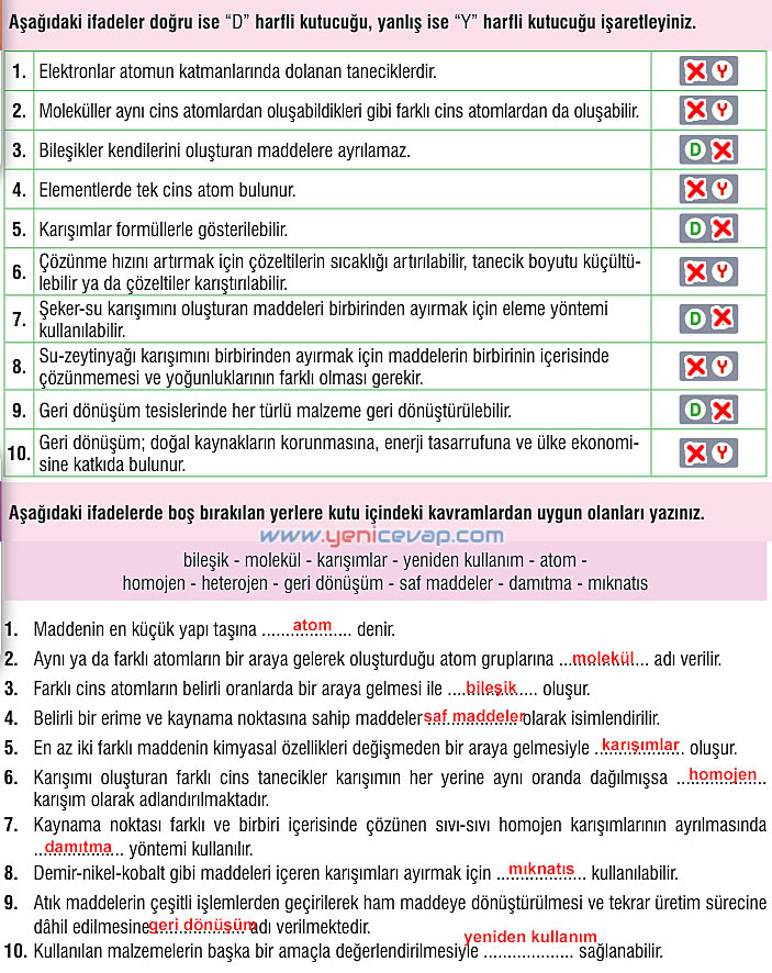 7. Sınıf Fen Bilimleri Kitabı Sayfa 127 128 129 130 134 137 139 140 Cevapları Meb