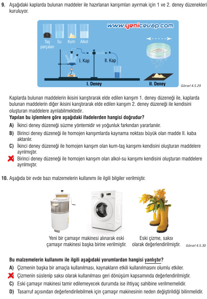 7. Sınıf Fen Bilimleri Kitabı Sayfa 141 142 143 144 146 148 149 150 Cevapları Meb