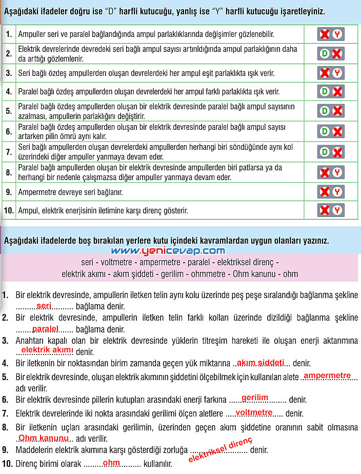 7. Sınıf Fen Bilimleri Kitabı Sayfa 213 214 216 217 218 219 220 Cevapları Meb