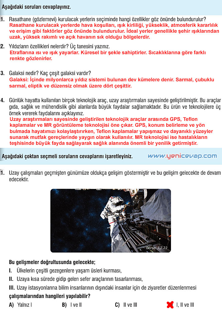 7. Sınıf Fen Bilimleri Kitabı Sayfa 19 22 26 29 39 41 42 43 44 Cevapları Meb