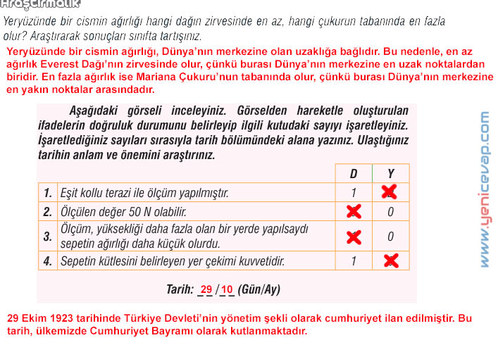 7. Sınıf Fen Bilimleri Kitabı Sayfa 70 71 72 75 76 77 79 Cevapları Meb