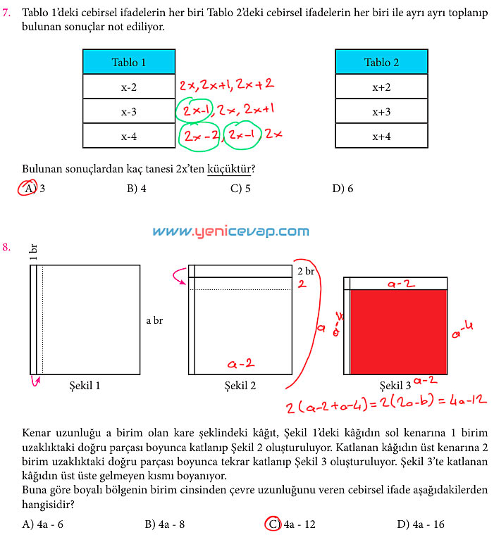 7. Sınıf Matematik Kitabı Sayfa 115 116 117 121 124 125 128 Cevapları Meb
