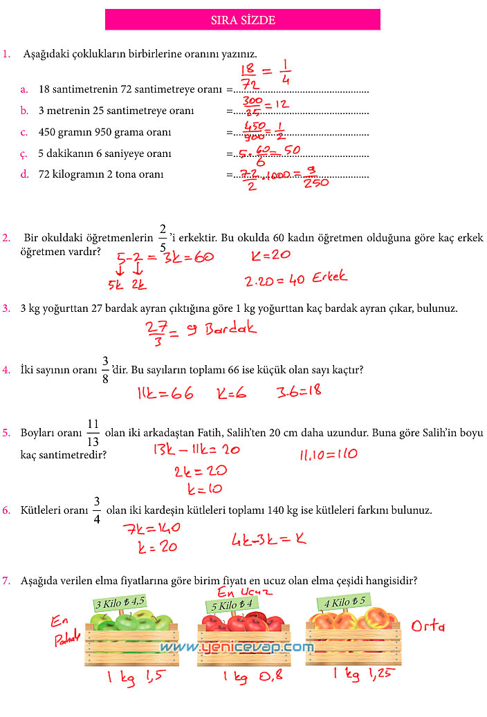 7. Sınıf Matematik Kitabı Sayfa 115 116 117 121 124 125 128 Cevapları Meb