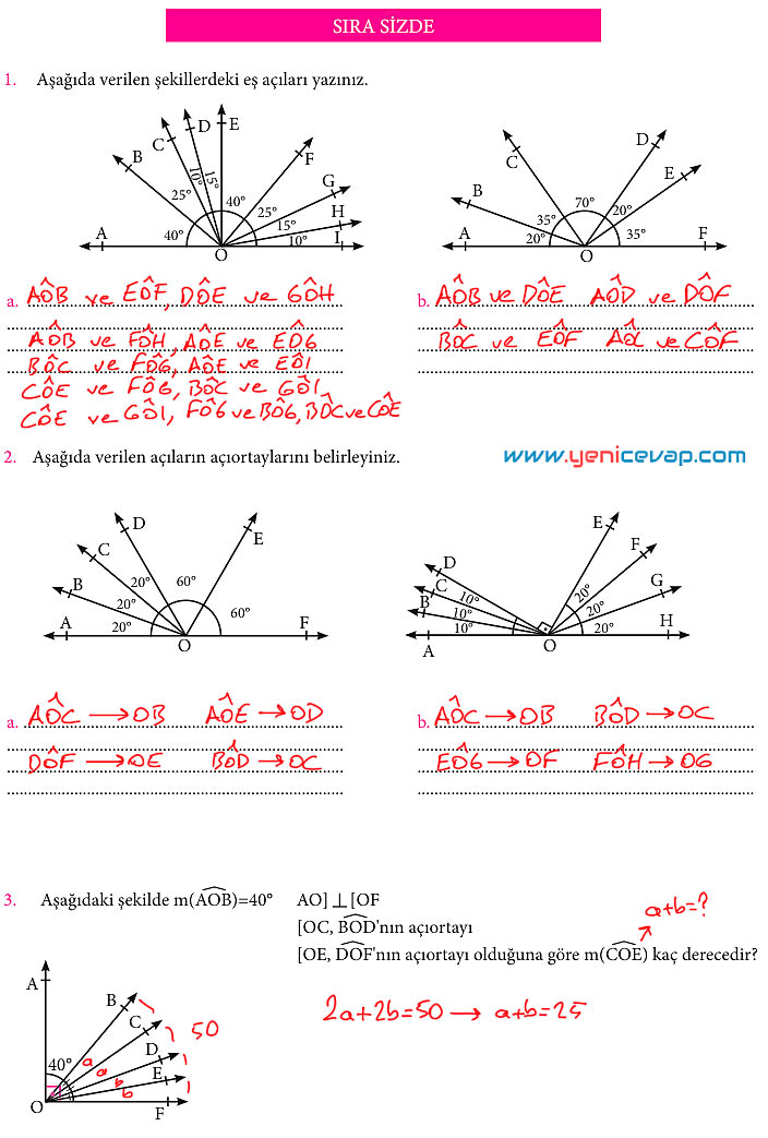 7. Sınıf Matematik Kitabı Sayfa 154 155 156 163 164 165 166 Cevapları Meb