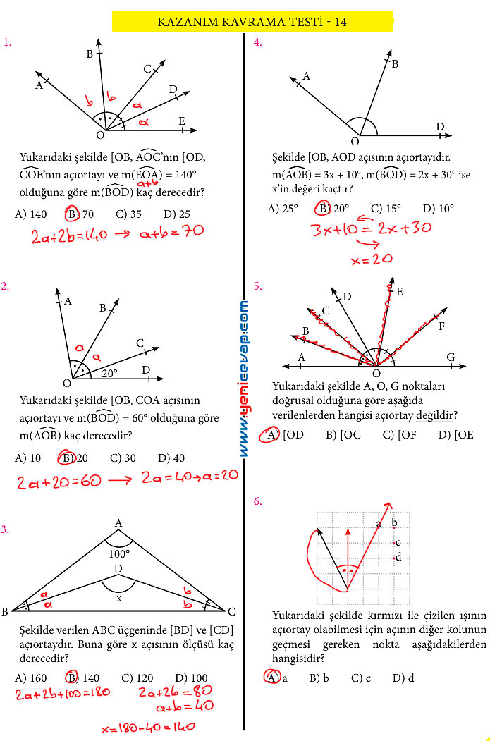 7. Sınıf Matematik Kitabı Sayfa 154 155 156 163 164 165 166 Cevapları Meb