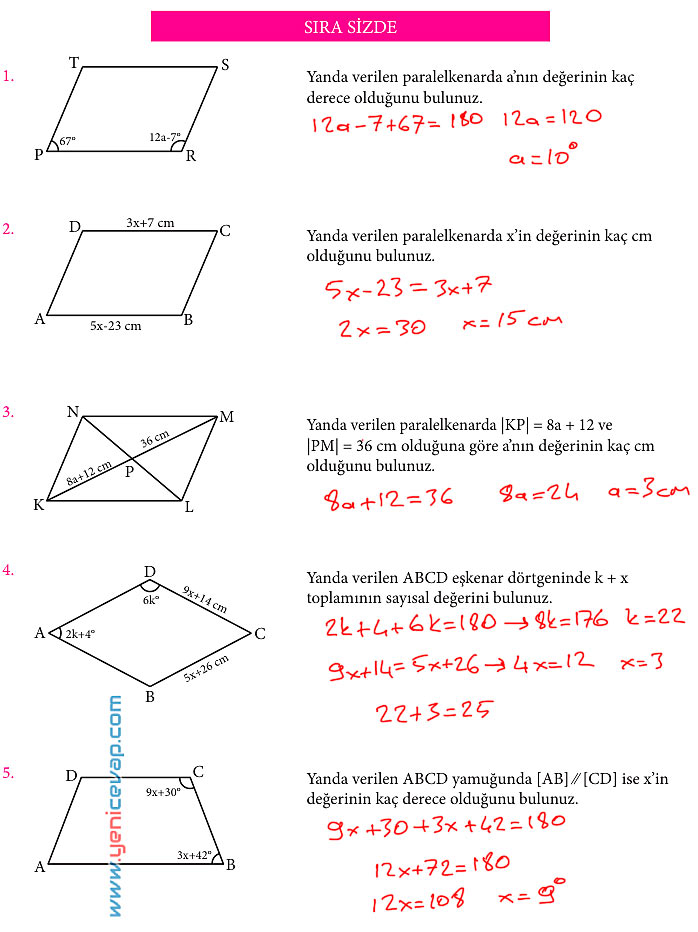 7. Sınıf Matematik Kitabı Sayfa 172 173 177 178 188 189 190 Cevapları Meb