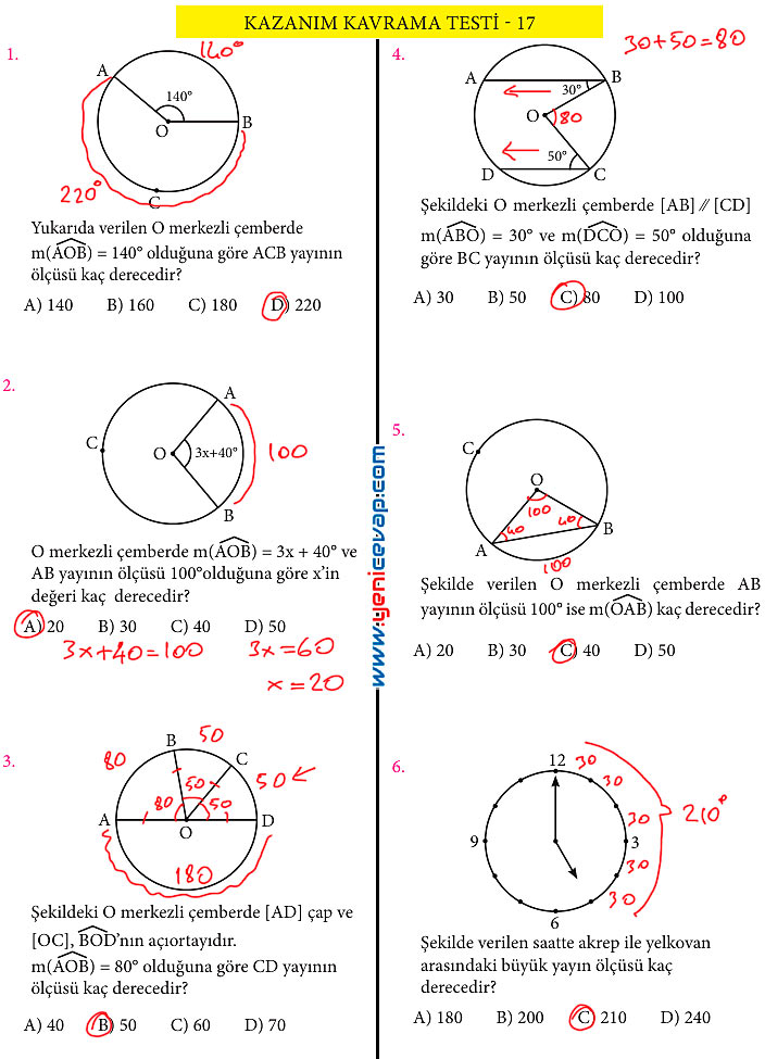 7. Sınıf Matematik Kitabı Sayfa 200 201 202 207 208 209 Cevapları Meb