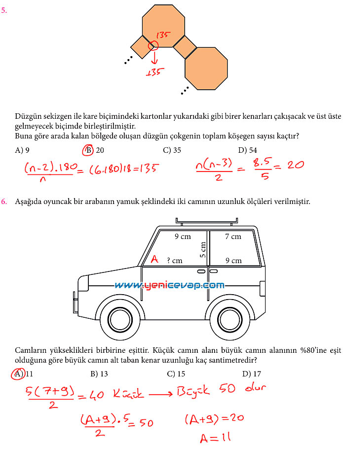 7. Sınıf Matematik Kitabı Sayfa 225 226 227 230 235 239 240 Cevapları Meb