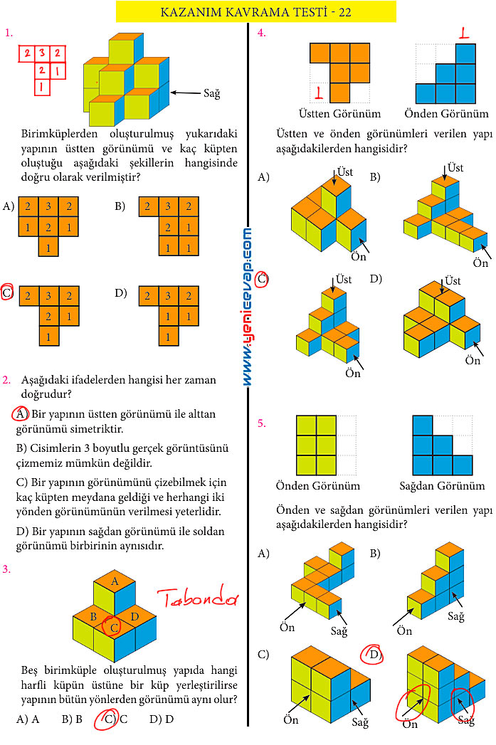 7. Sınıf Matematik Kitabı Sayfa 261 262 263 264 265 Cevapları Meb