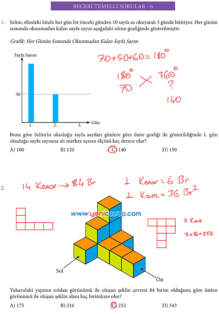 7. Sınıf Matematik Kitabı Sayfa 261 262 263 264 265 Cevapları Meb