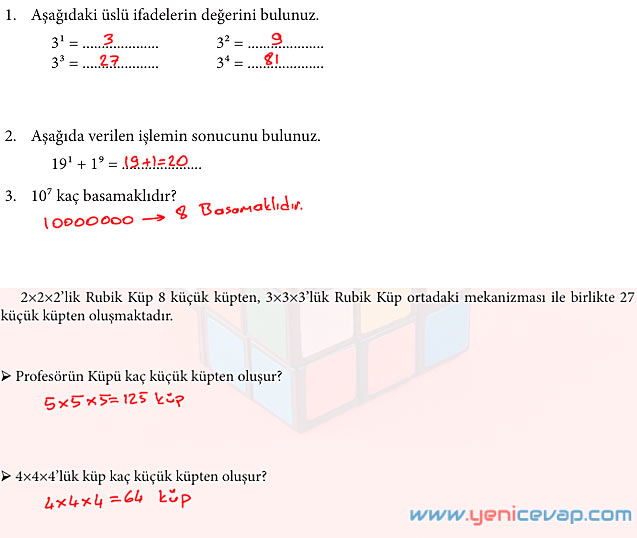 7. Sınıf Matematik Kitabı Sayfa 25 29 30 31 32 33 Cevapları Meb