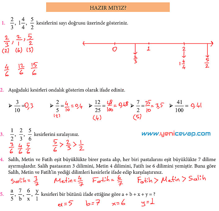 7. Sınıf Matematik Kitabı Sayfa 42 43 46 47 50 51 Cevapları Meb