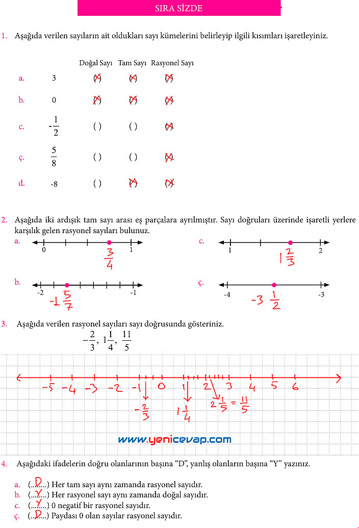 7. Sınıf Matematik Kitabı Sayfa 42 43 46 47 50 51 Cevapları Meb