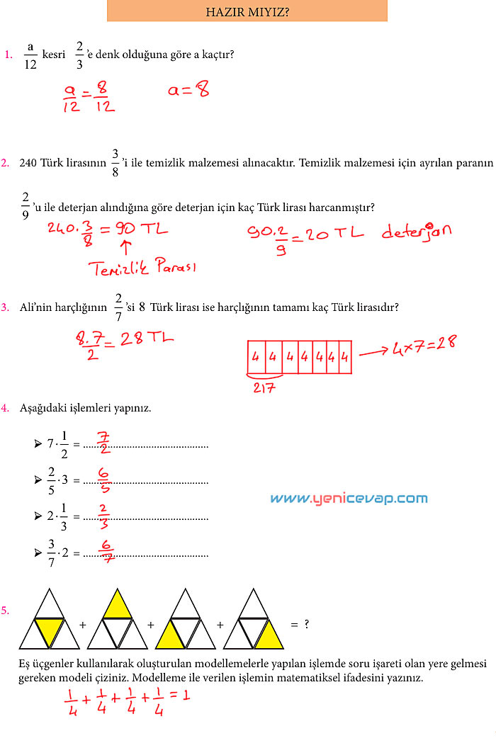 7. Sınıf Matematik Kitabı Sayfa 67 68 72 75 76 80 Cevapları Meb
