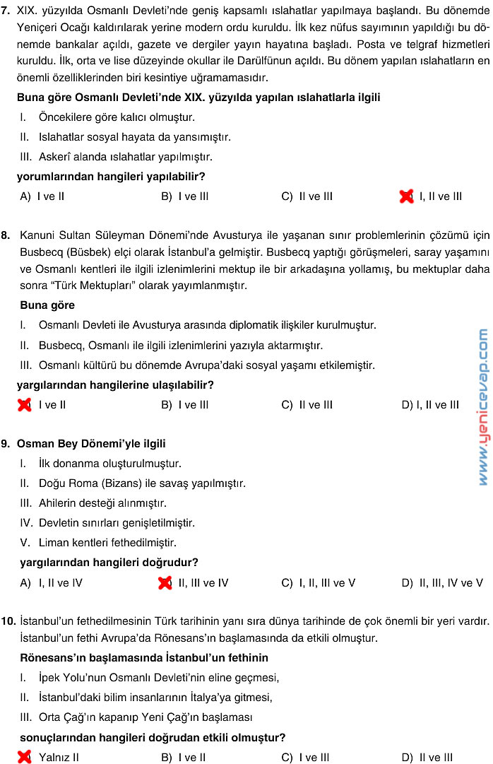 7. Sınıf Sosyal Bilgiler Kitabı Sayfa 104 105 106 107 108 109 112 Cevapları Yıldırım