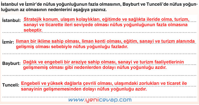 7. Sınıf Sosyal Bilgiler Kitabı Sayfa 113 114 115 119 120 123 124 Cevapları Yıldırım