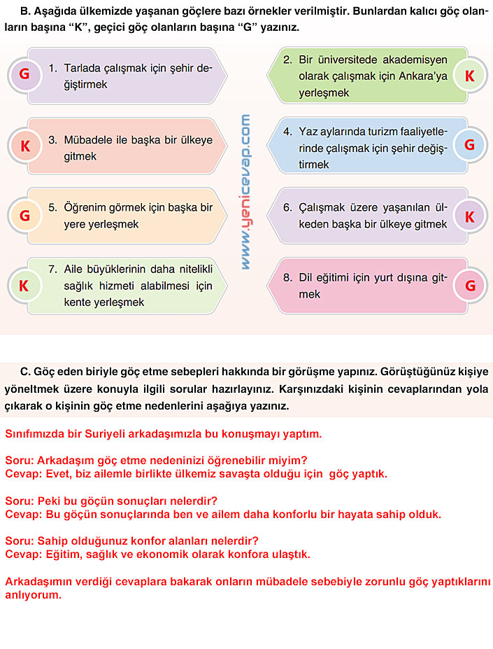 7. Sınıf Sosyal Bilgiler Kitabı Sayfa 136 137 138 139 140 141 Cevapları Yıldırım