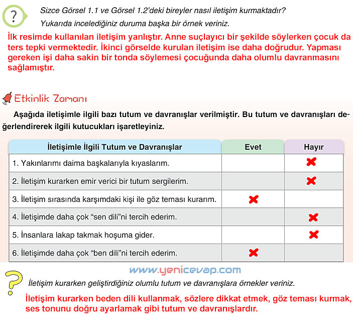 7. Sınıf Sosyal Bilgiler Kitabı Sayfa 20 21 22 23 24 25 26 28 Cevapları Yıldırım