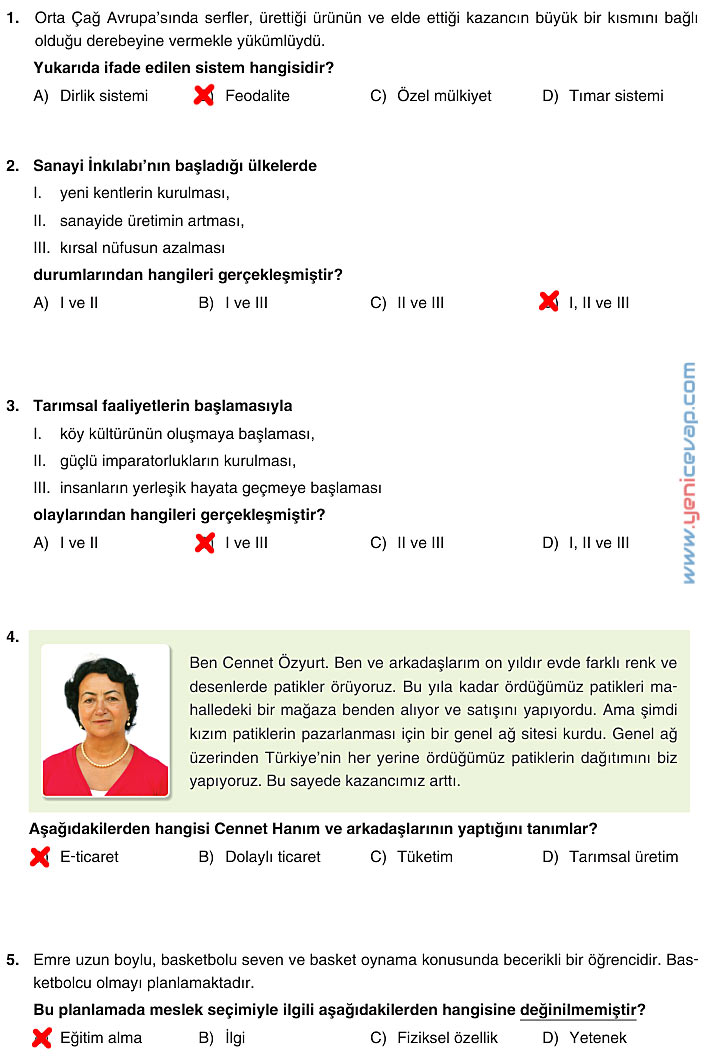 7. Sınıf Sosyal Bilgiler Kitabı Sayfa 210 211 212 213 216 217 218 Cevapları Yıldırım